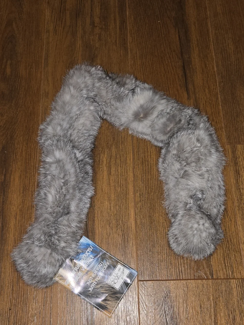 Gray Rabbit Fur Scarf - Picture 2 of 4